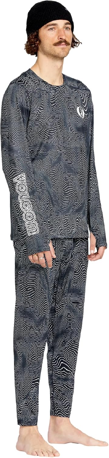Volcom Men's V-Science Midweight Thermal Base Layer Long Sleeve Shirt Black Print