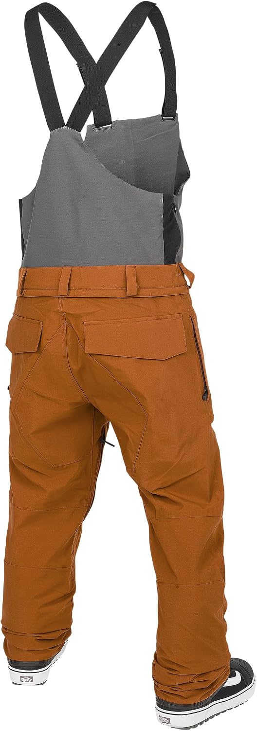 Volcom Men's Roan Bib Overall Snowboard Pant – 15k Waterproof 2-layer Repreve® Fibers Caramel