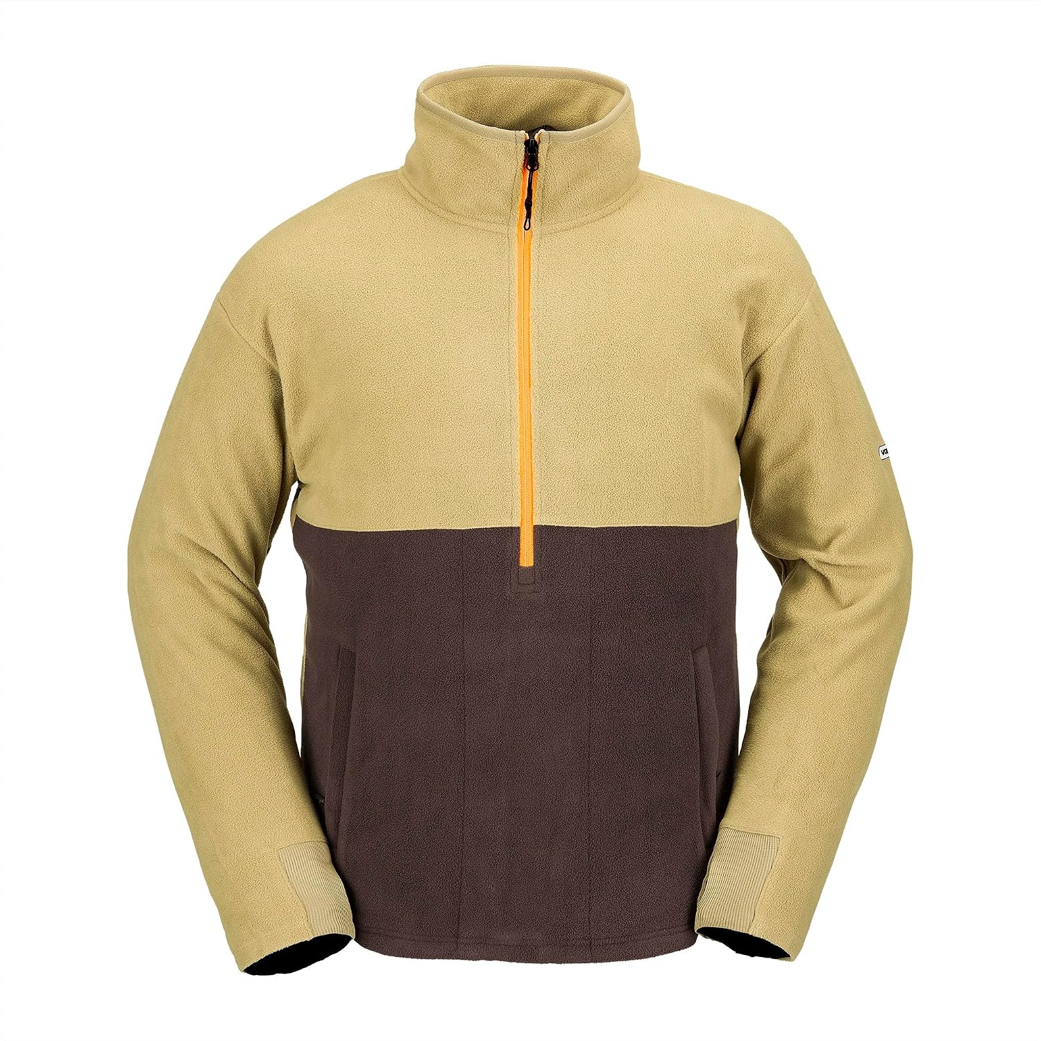 Volcom Men's Polar Fleece Mock Neck 12 Zip Snowboard Ski Baselayer Dark Khaki S4