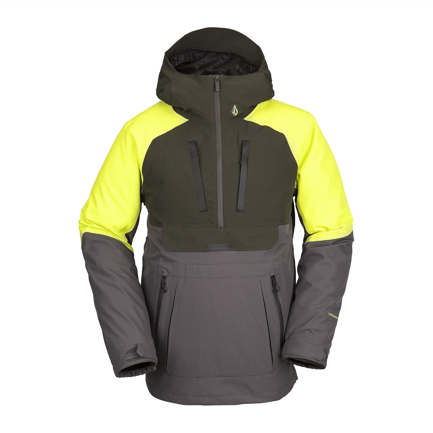 Volcom Men's Brighton Pullover Anarok Hooded Snowboard Jacket Dark Grey