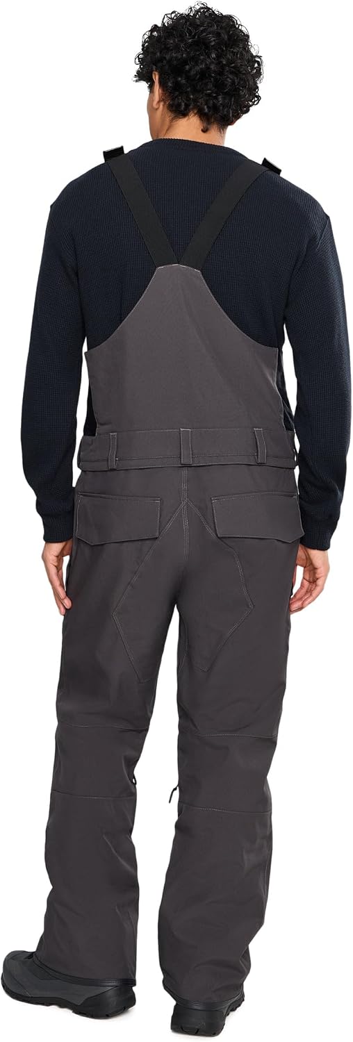 Volcom Men's Roan Bib Overall Snowboard Pant – 15k Waterproof 2-layer Repreve® Fibers Dark Grey