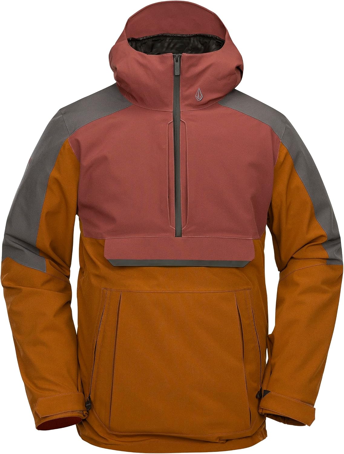Volcom Men's Brighton Pullover Anarok Hooded Snowboard Jacket Caramel