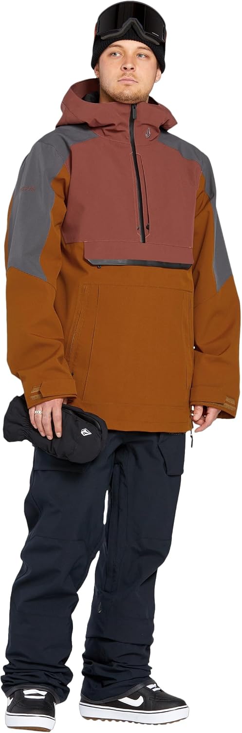 Volcom Men's Brighton Pullover Anarok Hooded Snowboard Jacket Caramel