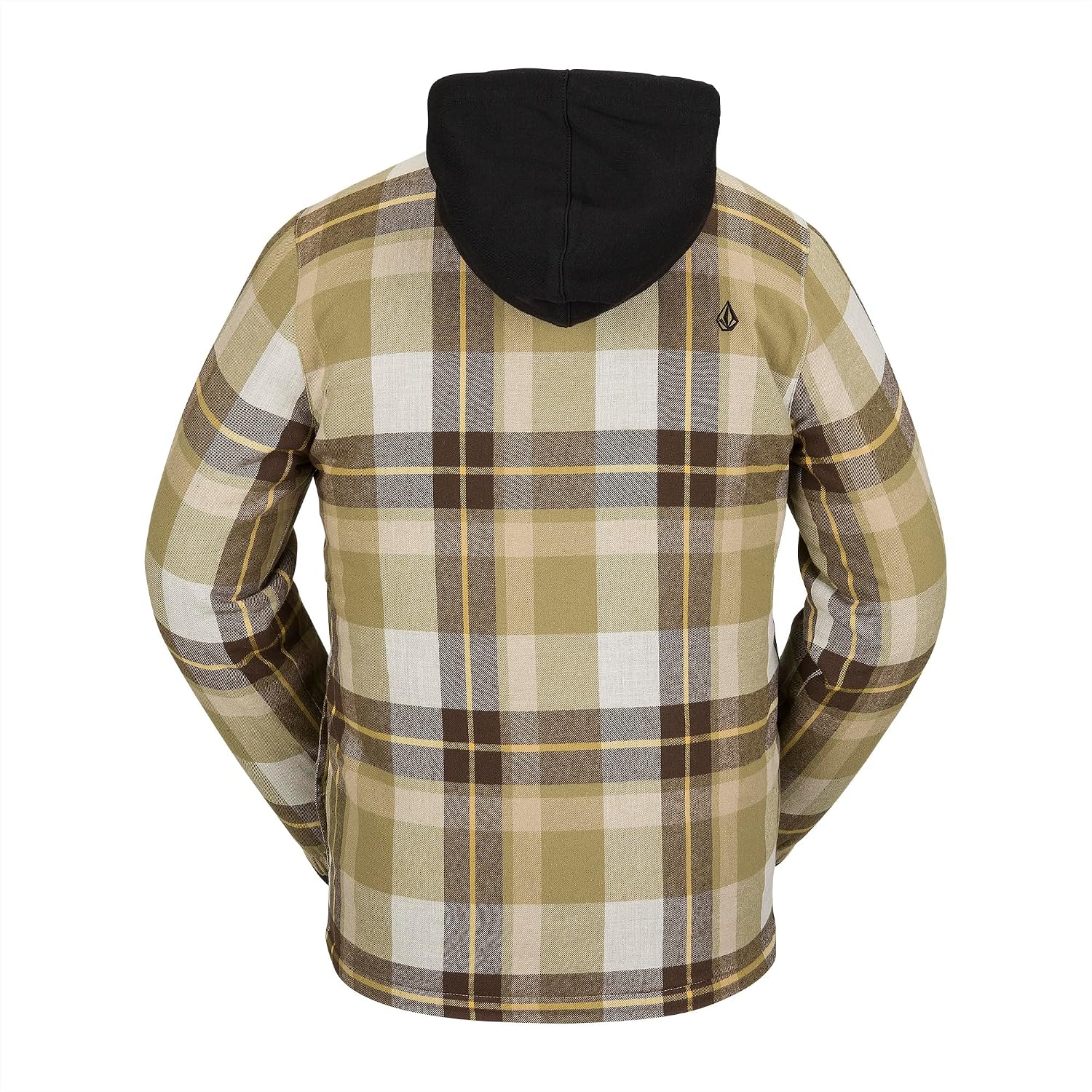 Volcom mens Field Insulated Flannel Hooded Snowboard Shirt Jacket Khakiest S4