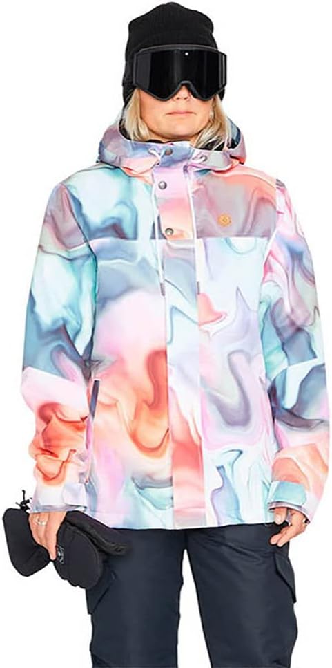 Volcom Women's Bolt Insulated Snowboard Ski Winter Hooded Jacket Nebula Print S3