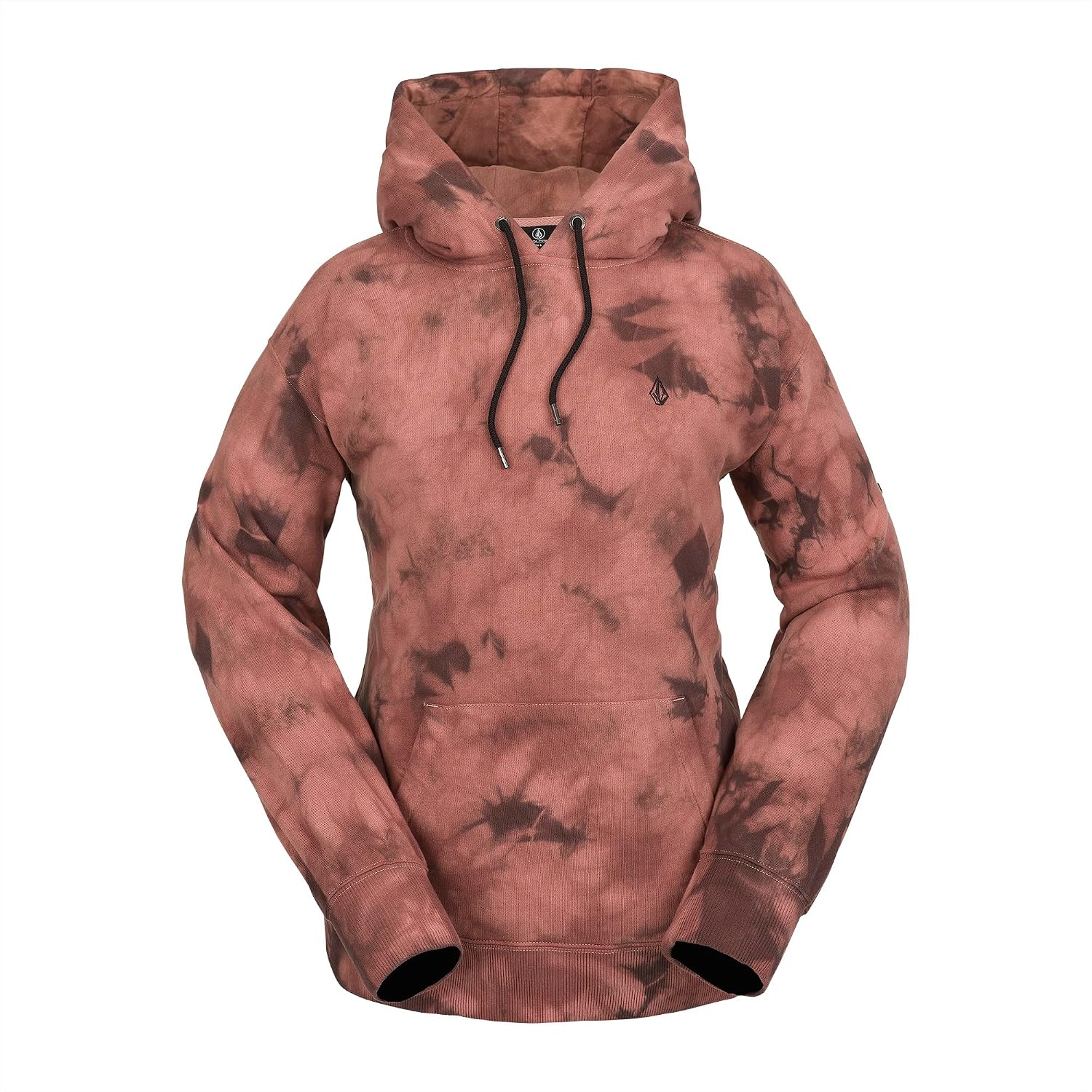 Volcom womens Costus Pollover Baselayer Hooded Fleece Snow Sweatshirt Pink Salt Wash S4
