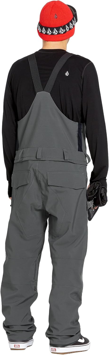 Volcom Men's Roan Bib Overall Snowboard Pant – 15k Waterproof 2-layer Repreve® Fibers Charcoal