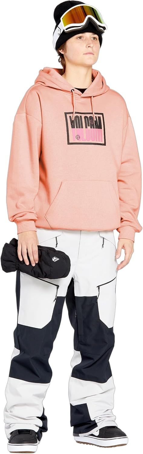 Volcom Women's Essential Hooded Snowboard Riding Fleece Hoodie Coral Haze S5