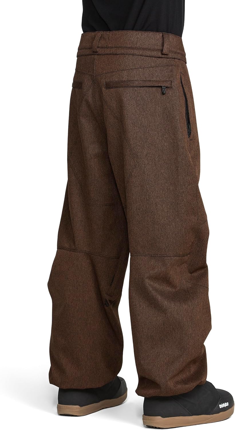 Volcom Men's Shell Snow Billow Pant – 10k Waterproof, Baggy Fit, Breathable 2-layer Brown Denim
