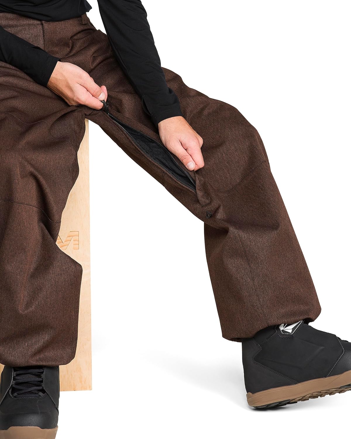 Volcom Men's Shell Snow Billow Pant – 10k Waterproof, Baggy Fit, Breathable 2-layer Brown Denim