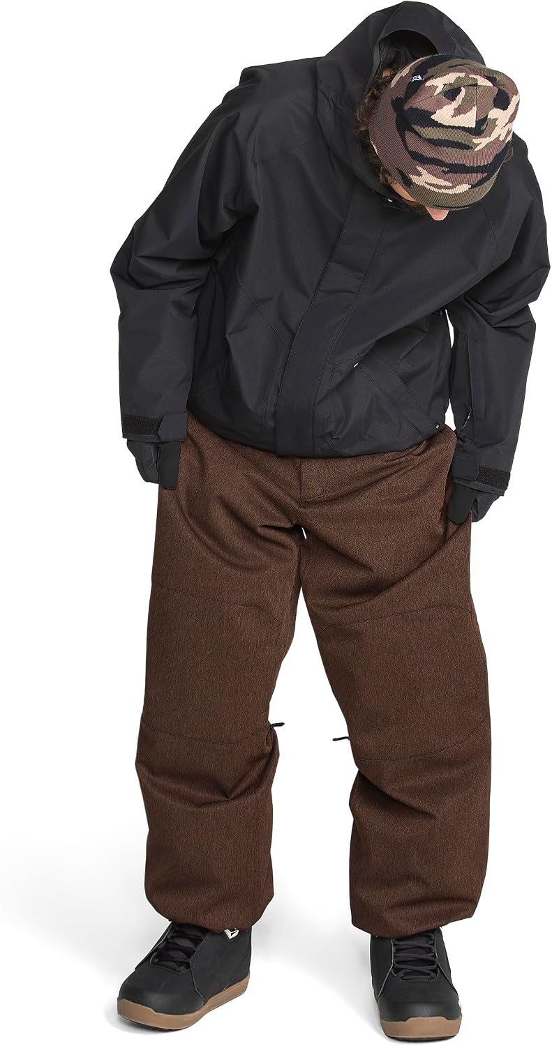 Volcom Men's Shell Snow Billow Pant – 10k Waterproof, Baggy Fit, Breathable 2-layer Brown Denim