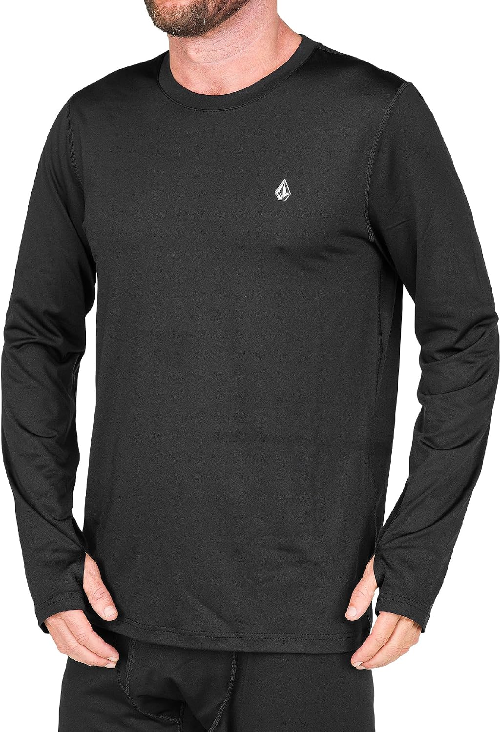 Volcom Men's V-Science Midweight Long Sleeve Thermal Base Layer Shirt – Quick Dry Thumbholes Black