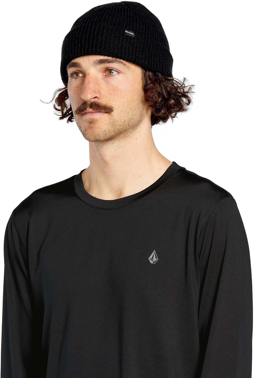 Volcom Men's V-Science Midweight Long Sleeve Thermal Base Layer Shirt – Quick Dry Thumbholes Black