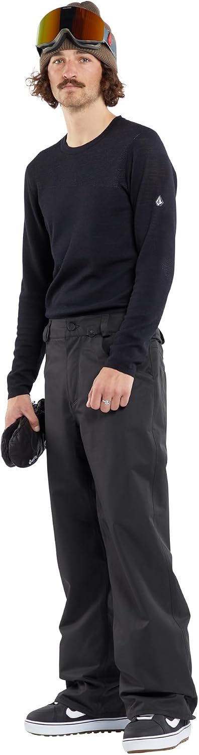 Volcom Men's 5-pocket Snowboard Pant, 10k Waterproof Ski Snow Pants, Sealed Seams Black S4
