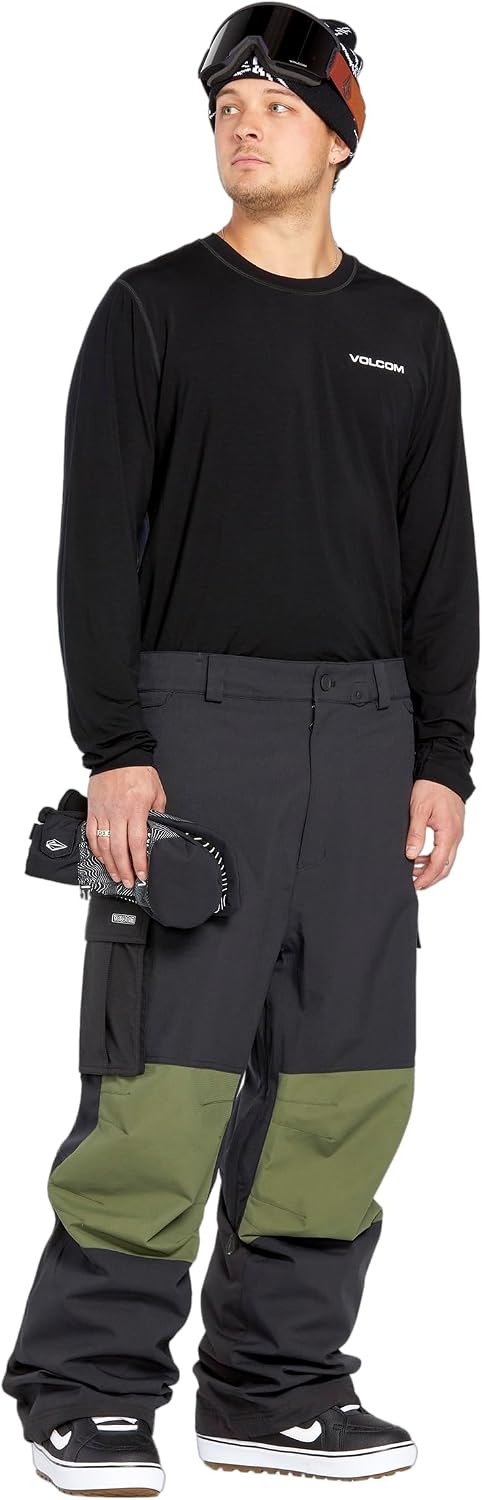 Volcom Men's Nwrk Baggy Snowboard Pant – 10k Waterproof Breathable 2-layer Black Black