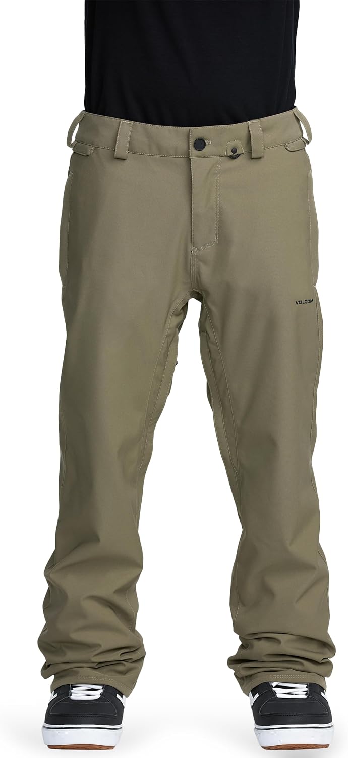Volcom Men's Freakin Snow Chino Pants – 15k Waterproof Breathable Snowboard Pants With Zip Tech Military