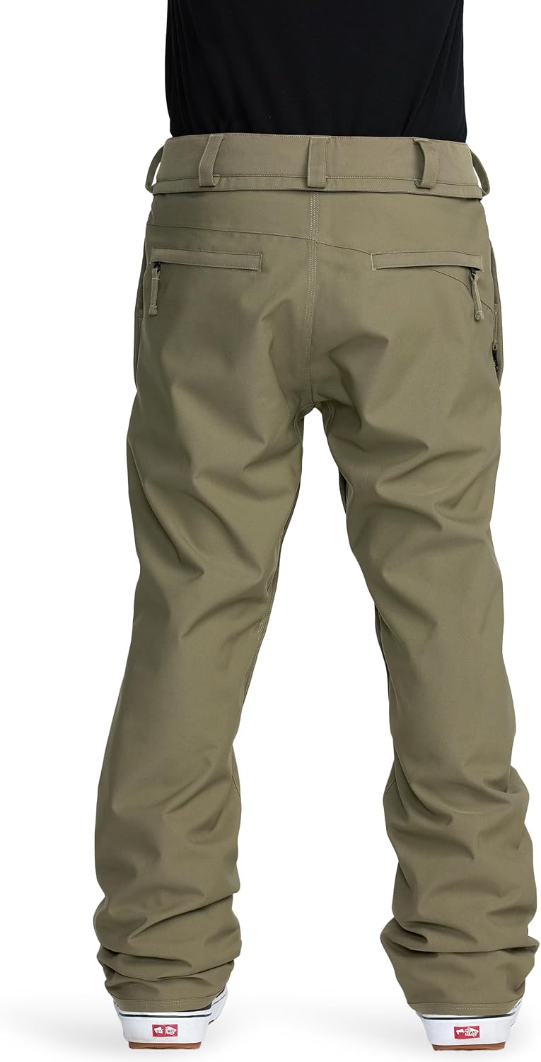 Volcom Men's Freakin Snow Chino Pants – 15k Waterproof Breathable Snowboard Pants With Zip Tech Military