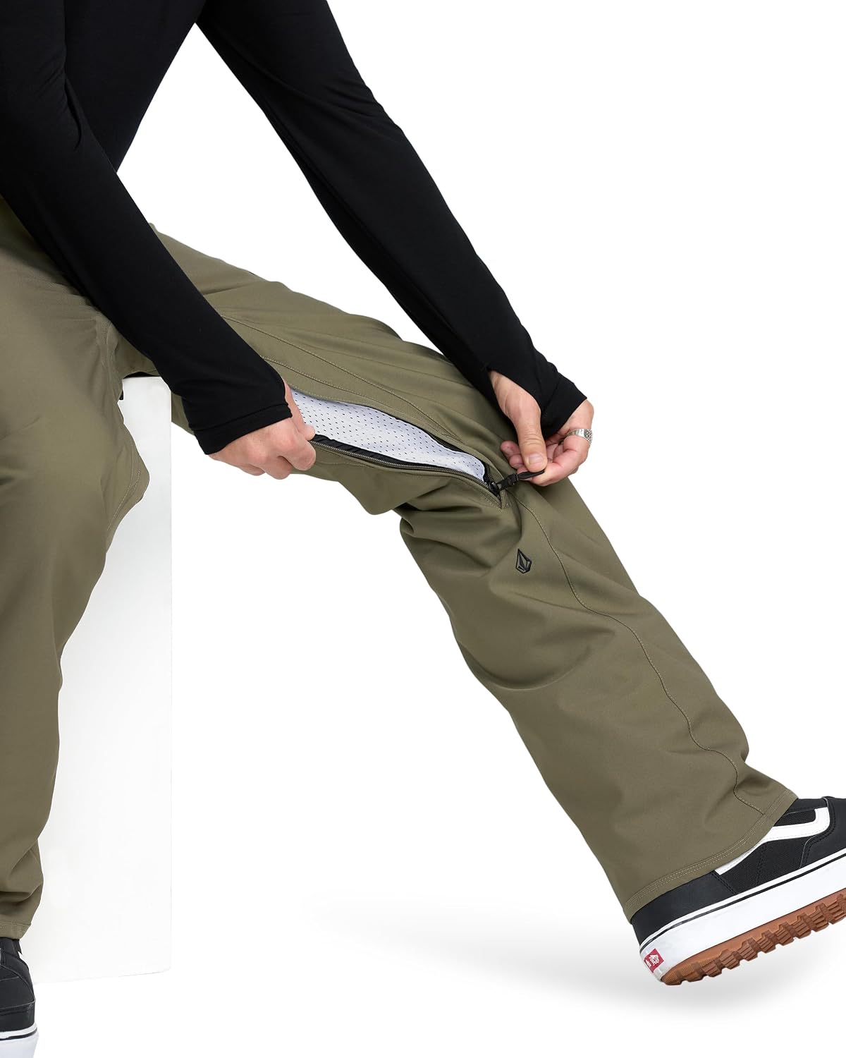 Volcom Men's Freakin Snow Chino Pants – 15k Waterproof Breathable Snowboard Pants With Zip Tech Military