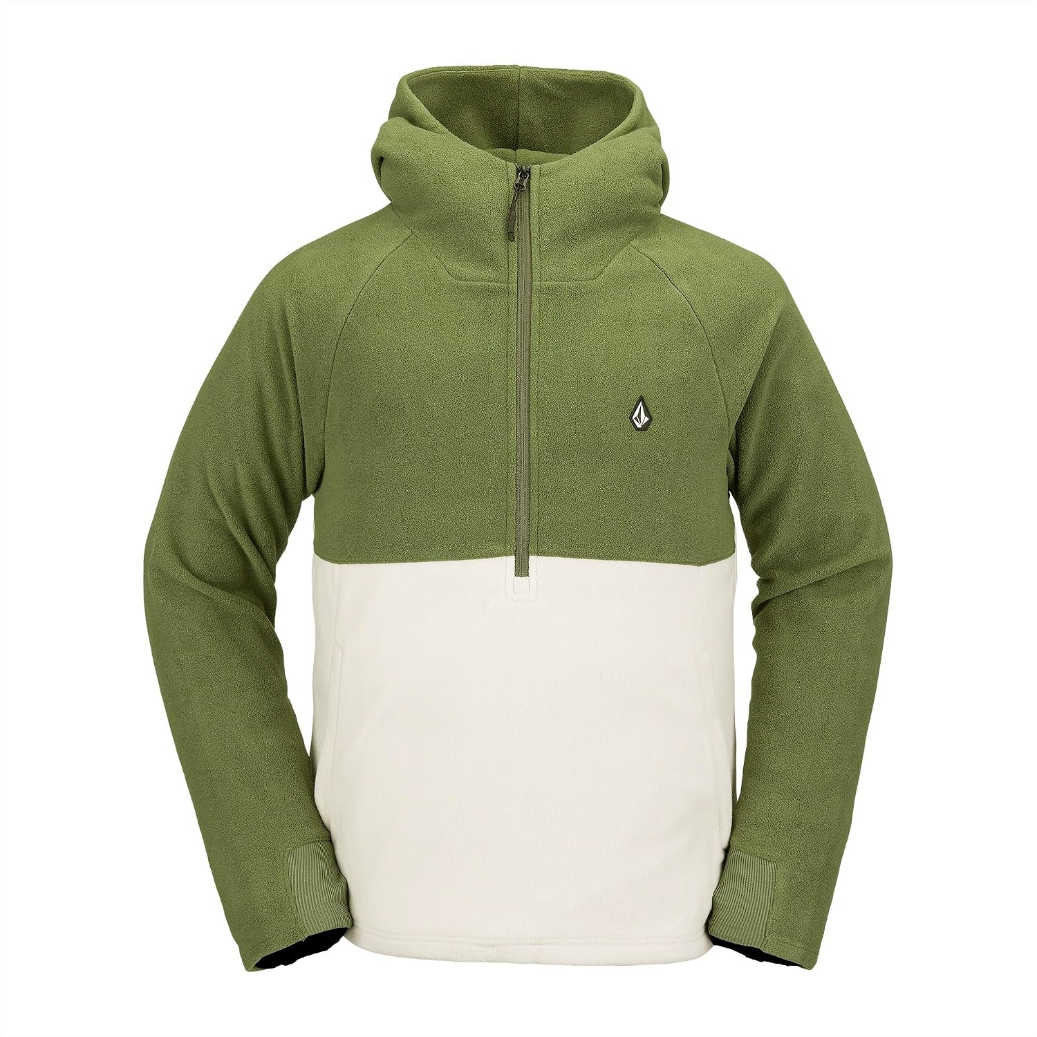 Volcom Men's Polar Fleece Hooded 12 Zip Snowboard Ski Baselayer Military S4