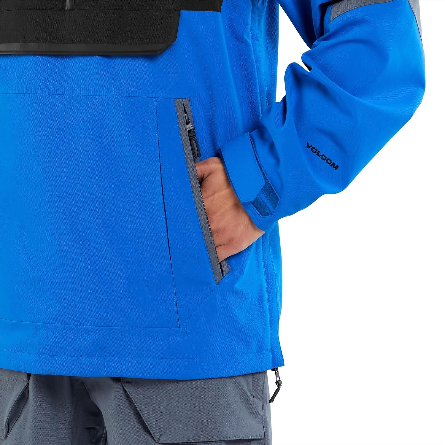 Volcom Men's Brighton Pullover Anarok Hooded Snowboard Jacket Electric Blue