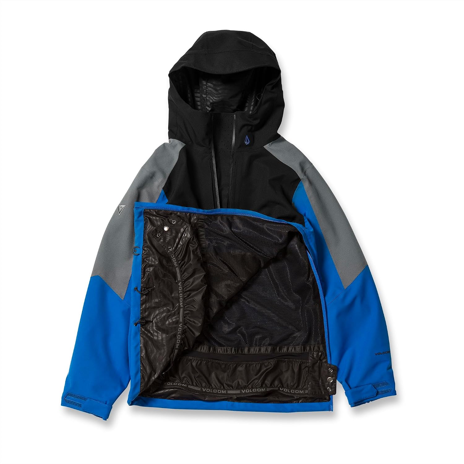 Volcom Men's Brighton Pullover Anarok Hooded Snowboard Jacket Electric Blue