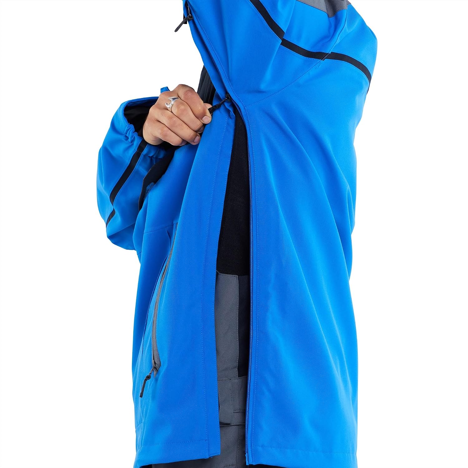 Volcom Men's Brighton Pullover Anarok Hooded Snowboard Jacket Electric Blue
