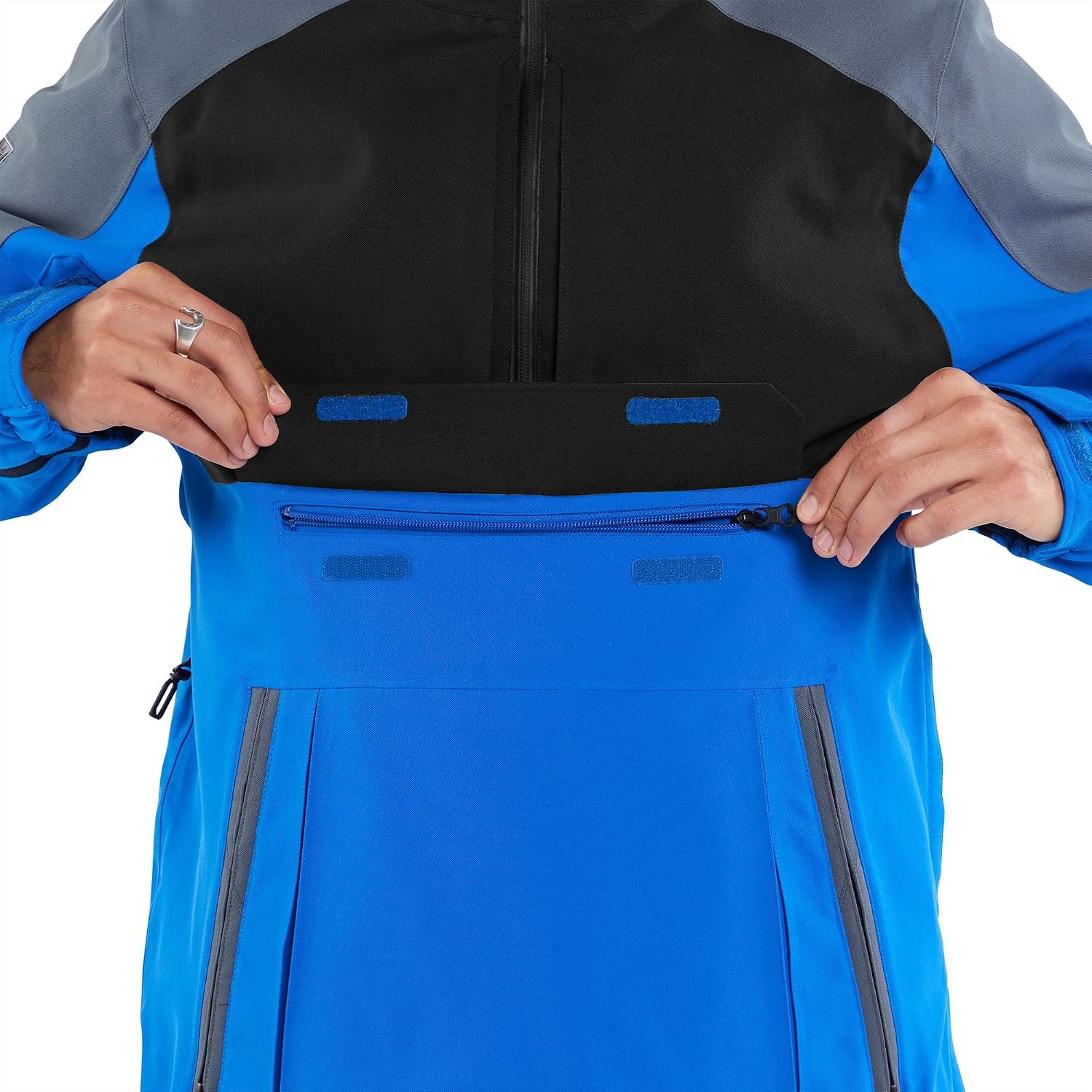 Volcom Men's Brighton Pullover Anarok Hooded Snowboard Jacket Electric Blue
