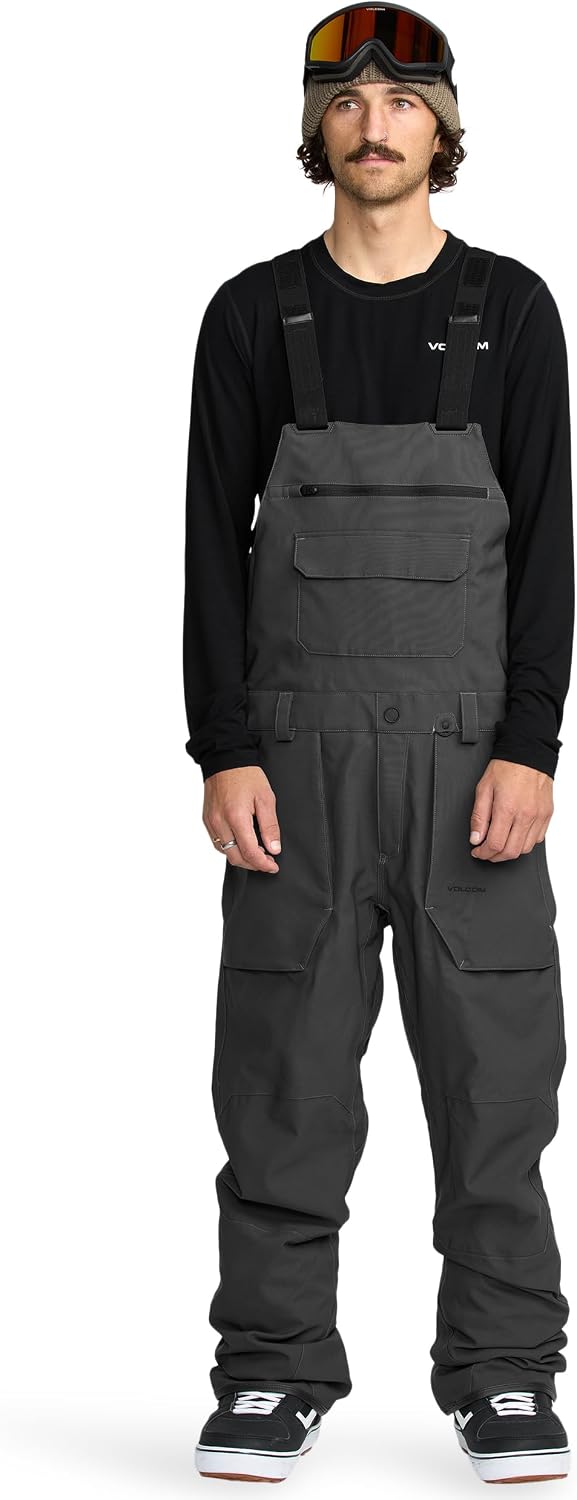 Volcom Men's Roan Bib Overall Snowboard Pant – 15k Waterproof 2-layer Repreve® Fibers Carbon