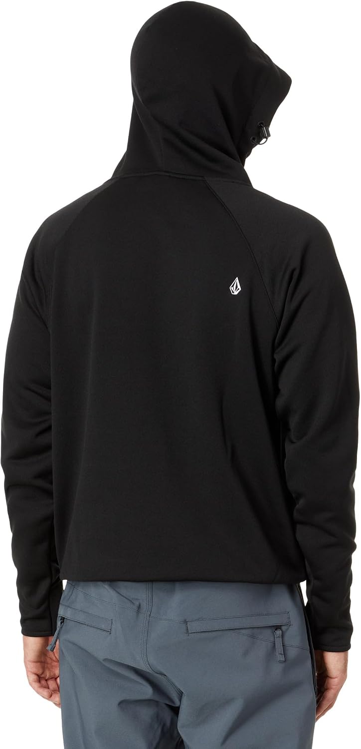 Volcom Men's Hydro Fleece Riding Hoodie – Water-repellent Sweatshirt With Storm Hood & Thumbholes Black S4