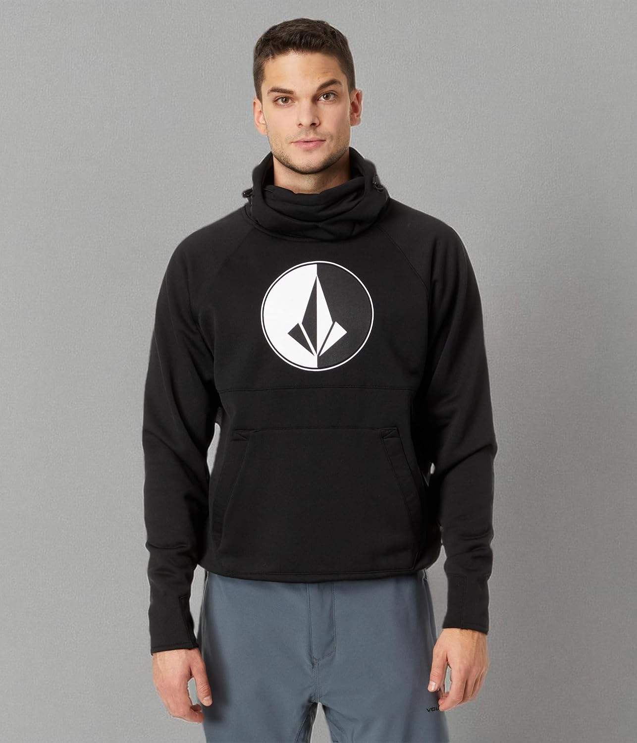 Volcom Men's Hydro Fleece Riding Hoodie – Water-repellent Sweatshirt With Storm Hood & Thumbholes Black S4
