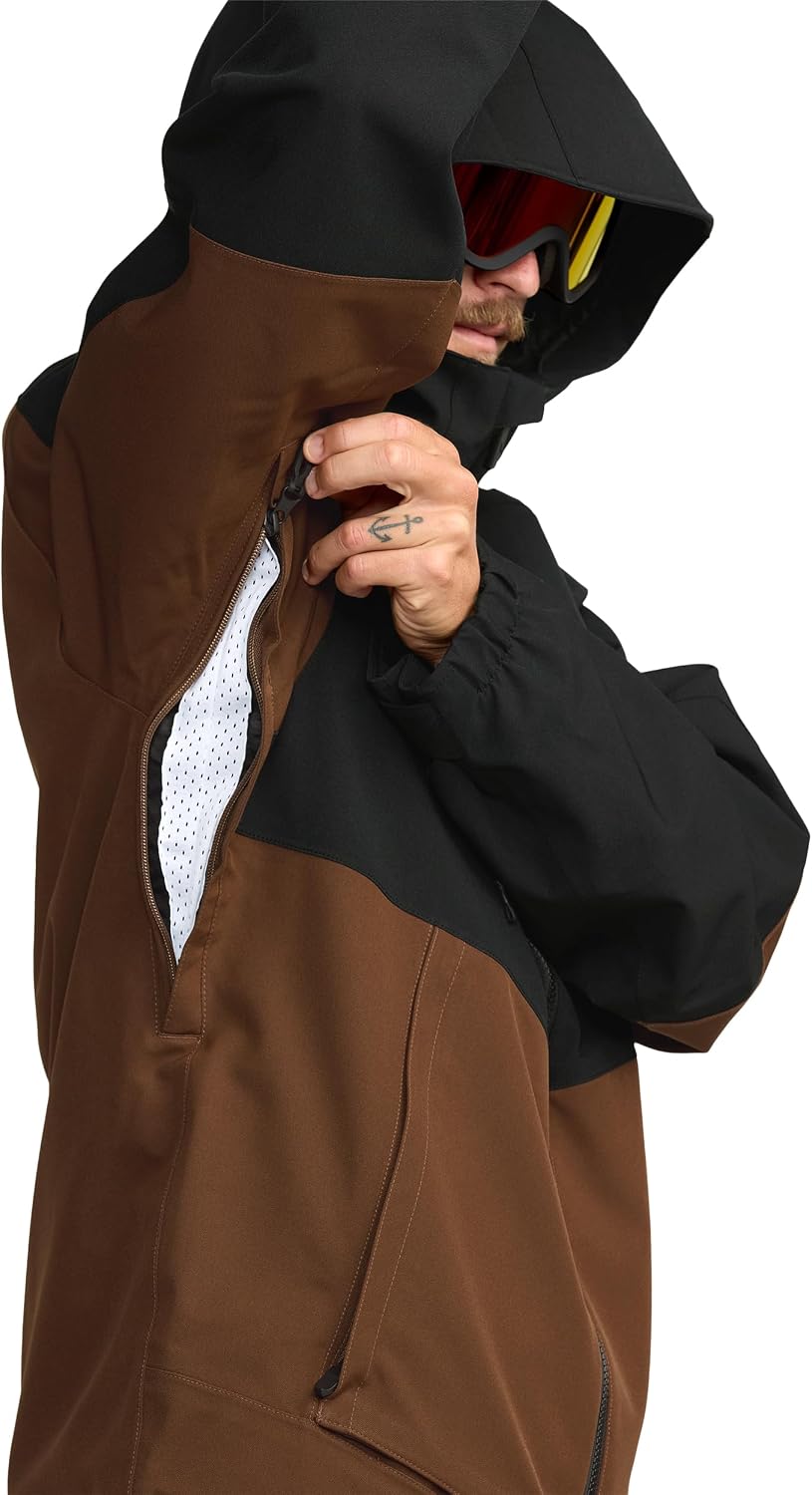 Volcom Men's Brighton Hooded Snowboard Ski Winter Jacket Brown