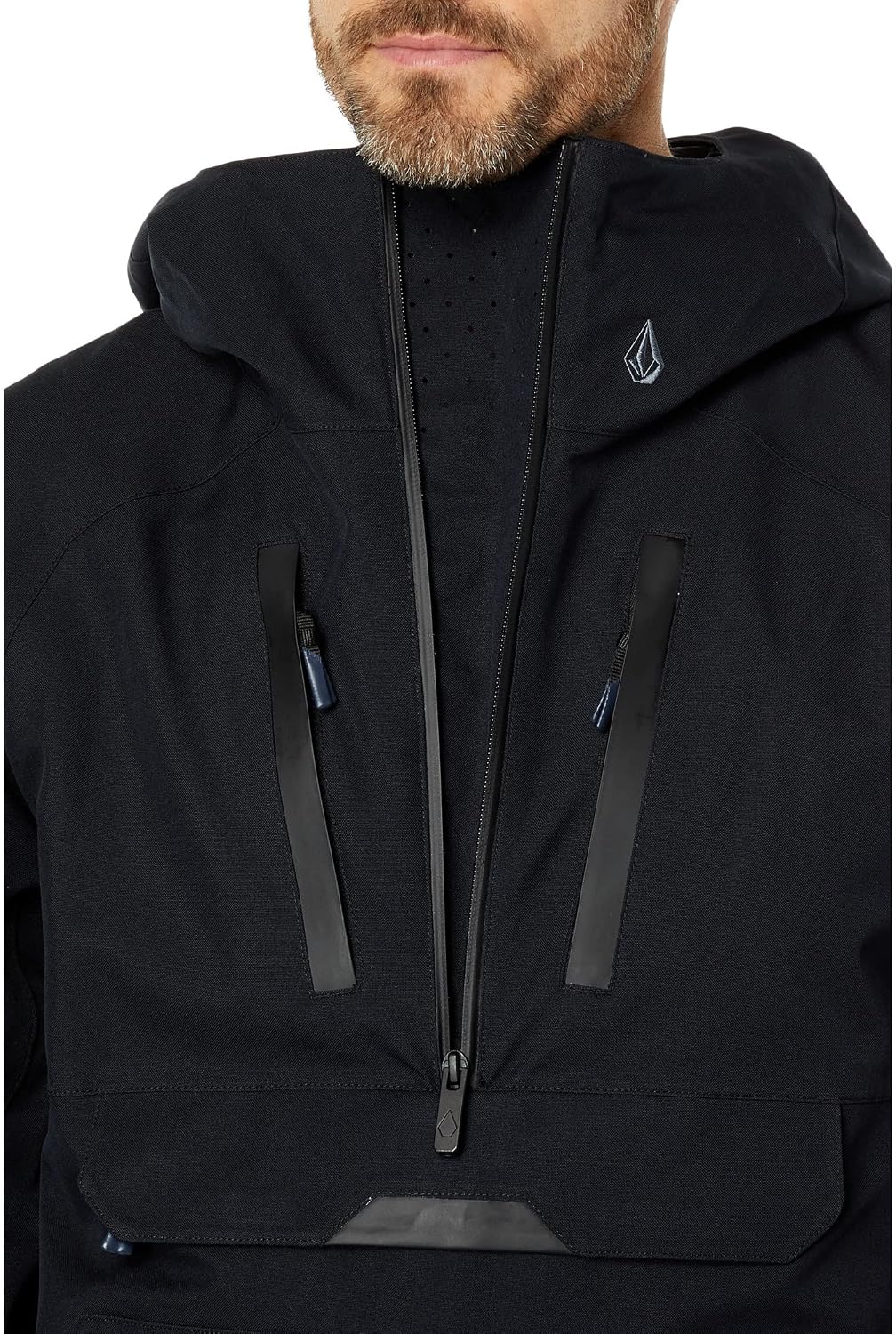 Volcom Men's Brighton Pullover Anarok Hooded Snowboard Jacket Black