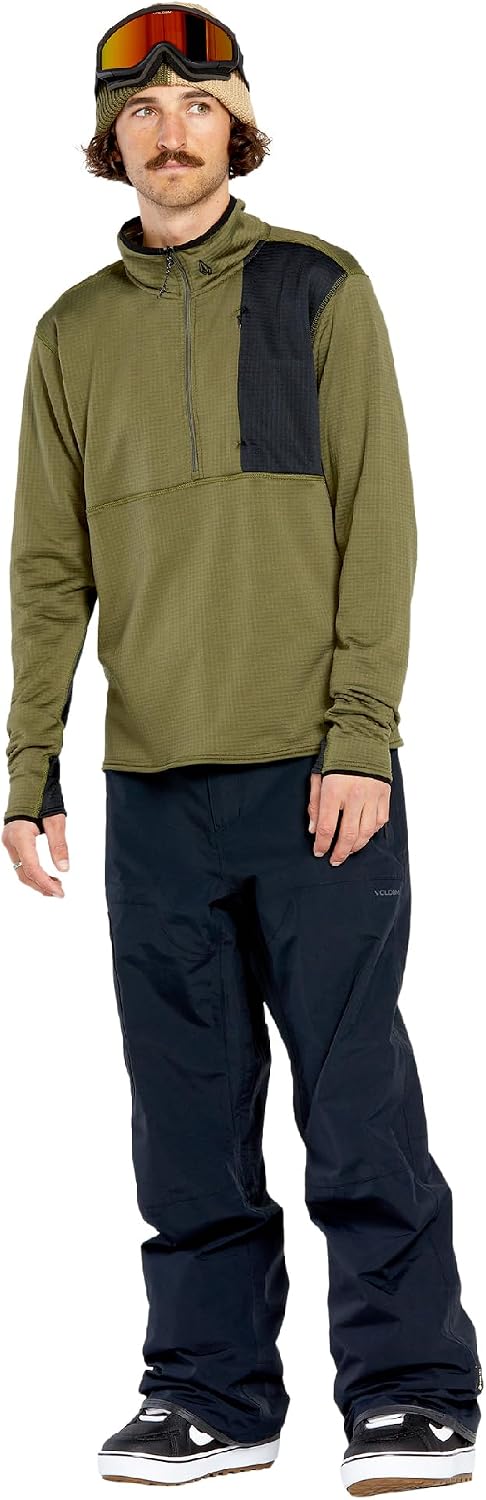 Volcom Men's Gridlock 14 Zip Mock Neck Snowboard Base Layer Fleece Sweatshirt Ivy S5