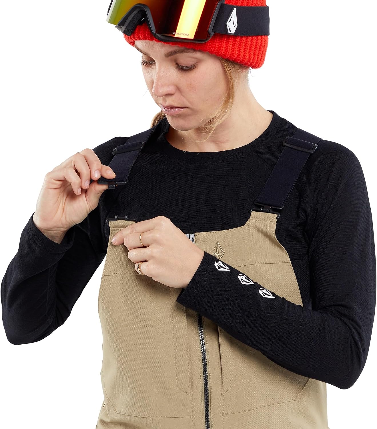 Volcom Women's Swift Bib Overall Snowpant Dark Khaki S4