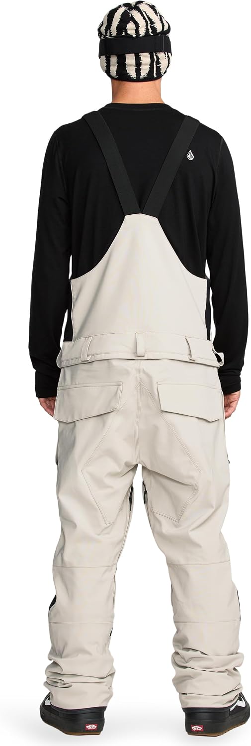 Volcom Men's Roan Bib Overall Snowboard Pant – 15k Waterproof 2-layer Repreve® Fibers Stone