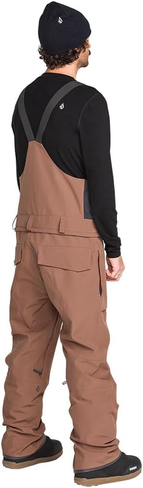 Volcom Men's Roan Bib Overall Snowboard Pant – 15k Waterproof 2-layer Repreve® Fibers Desert Taupe