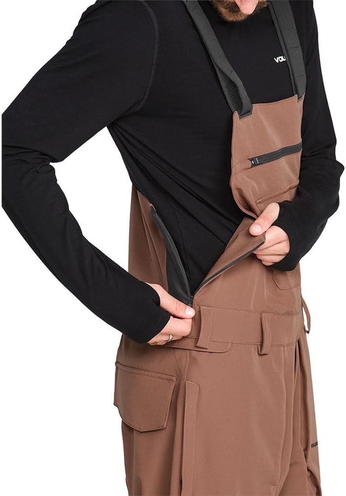Volcom Men's Roan Bib Overall Snowboard Pant – 15k Waterproof 2-layer Repreve® Fibers Desert Taupe