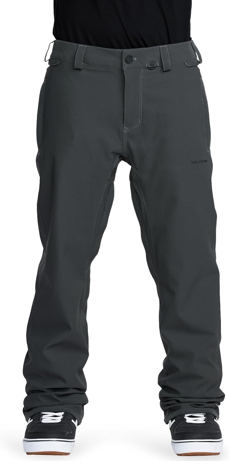 Volcom Men's Freakin Snow Chino Pants – 15k Waterproof Breathable Snowboard Pants With Zip Tech Dark Grey
