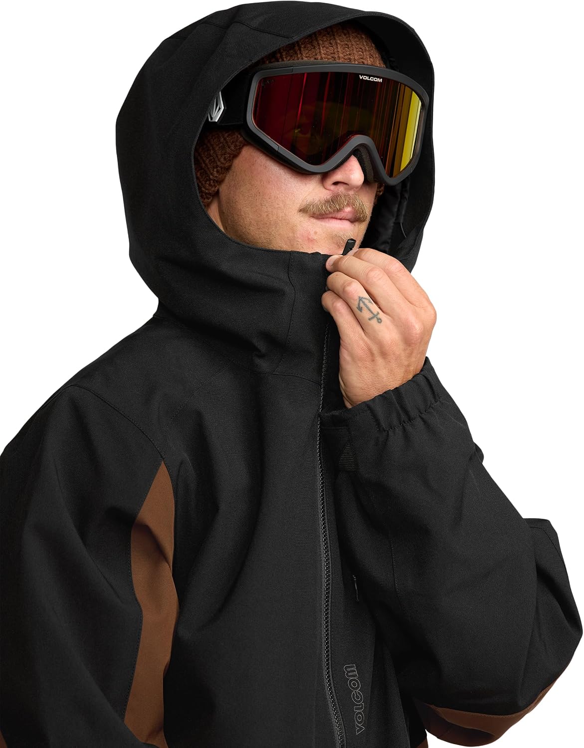 Volcom Men's Brighton Hooded Snowboard Ski Winter Jacket Brown