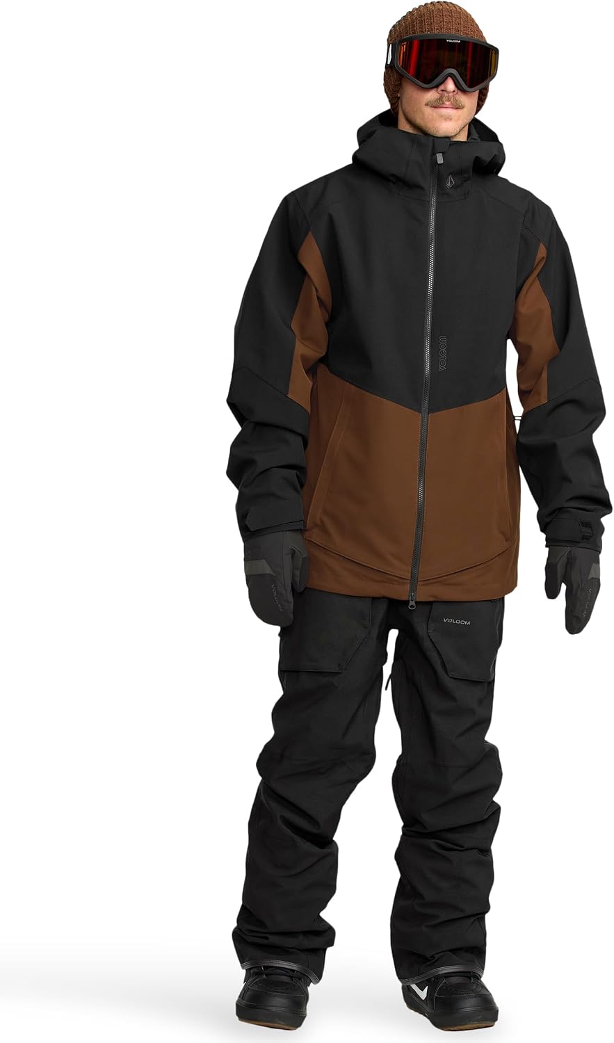 Volcom Men's Brighton Hooded Snowboard Ski Winter Jacket Brown