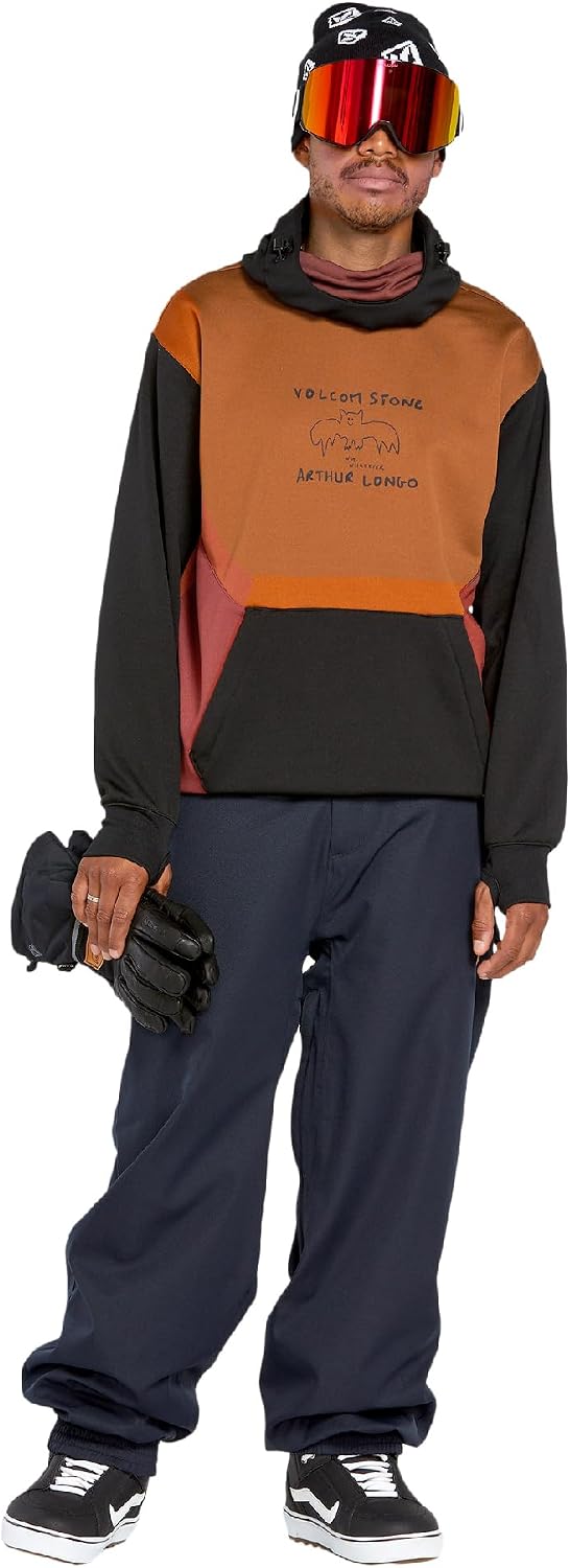 Volcom Men's Hydro Fleece Riding Hoodie – Water-repellent Sweatshirt With Storm Hood & Thumbholes Caramel
