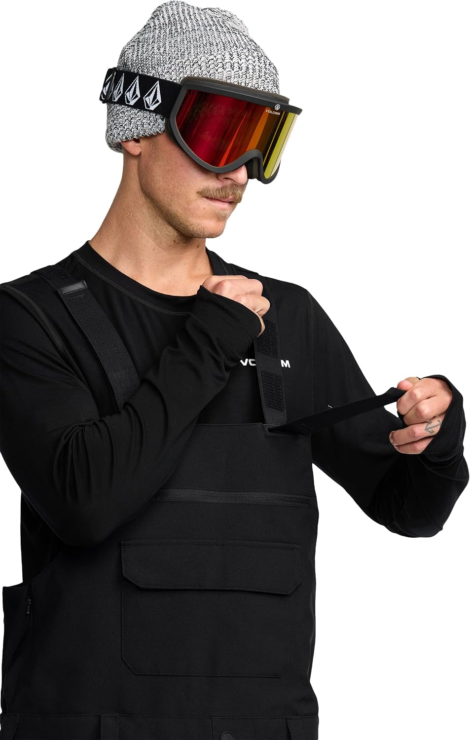Volcom Men's Roan Bib Overall Snowboard Pant – 15k Waterproof 2-layer Repreve® Fibers Onyx