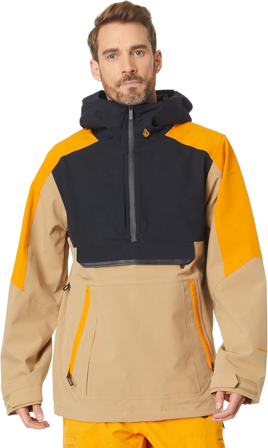Volcom Men's Brighton Pullover Anarok Hooded Snowboard Jacket Gold
