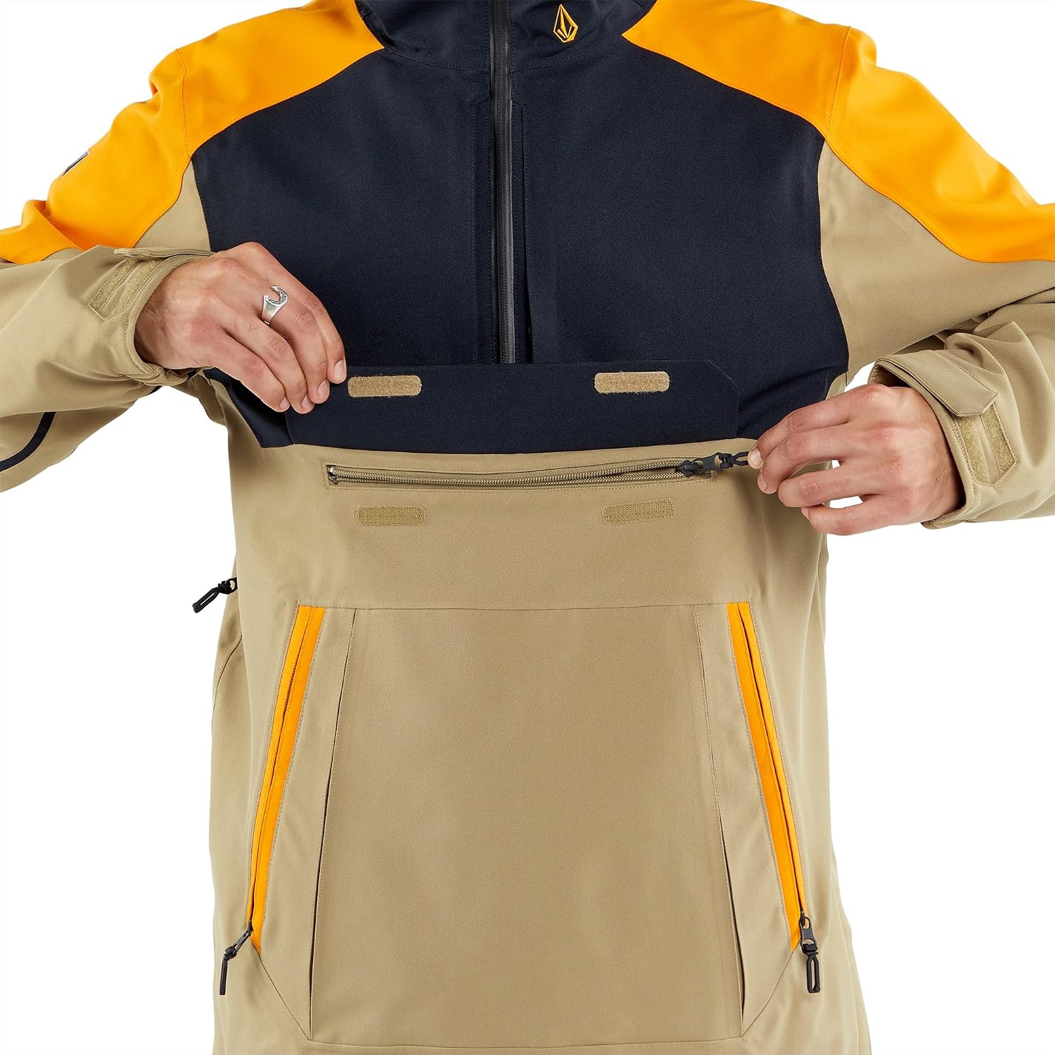 Volcom Men's Brighton Pullover Anarok Hooded Snowboard Jacket Gold