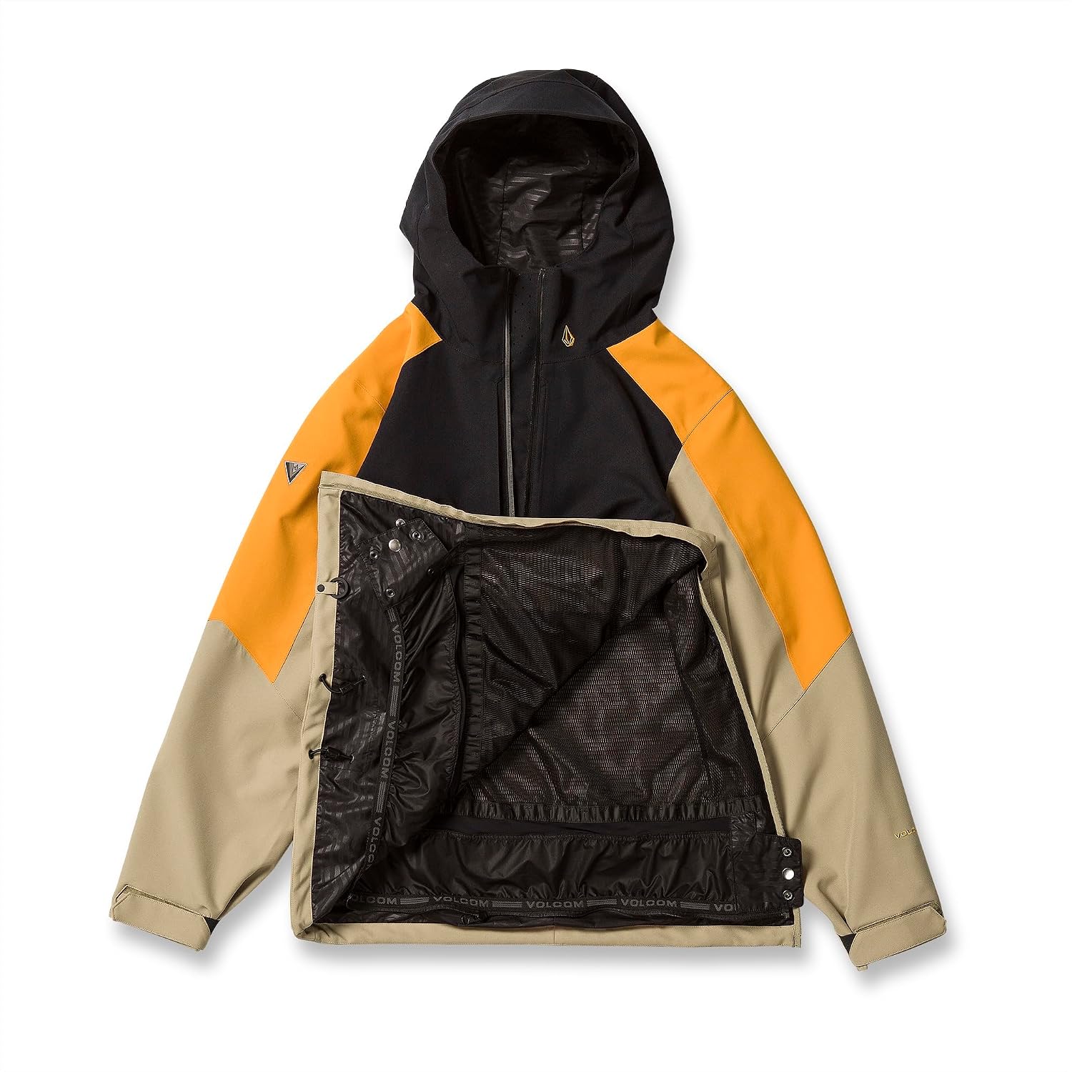 Volcom Men's Brighton Pullover Anarok Hooded Snowboard Jacket Gold