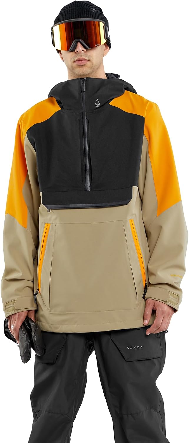 Volcom Men's Brighton Pullover Anarok Hooded Snowboard Jacket Gold