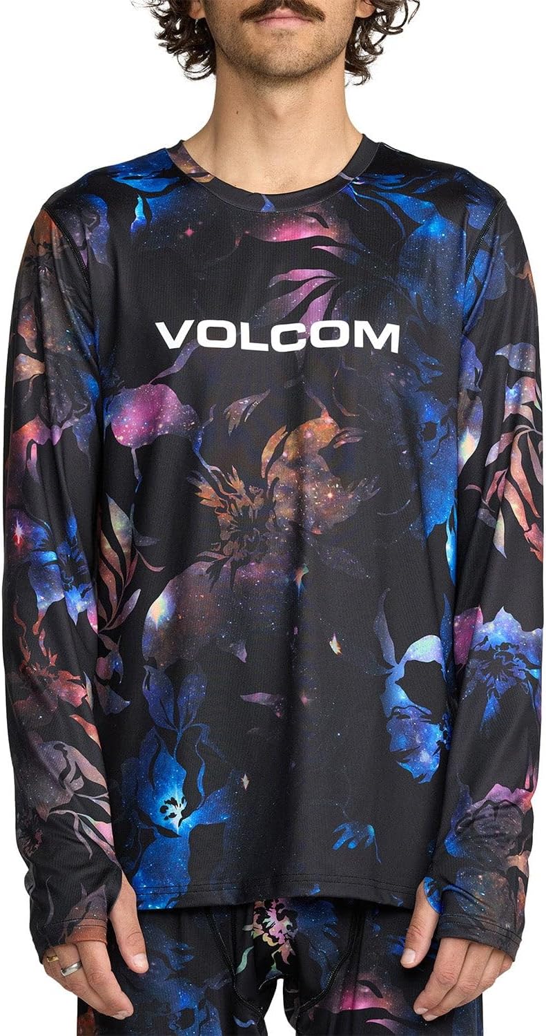 Volcom Men's V-Science Midweight Long Sleeve Thermal Base Layer Shirt – Quick Dry Thumbholes Space Aloha