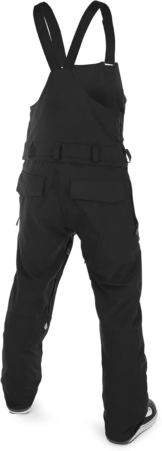 Volcom Men's Roan Bib Overall Snowboard Pant – 15k Waterproof 2-layer Repreve® Fibers Black White