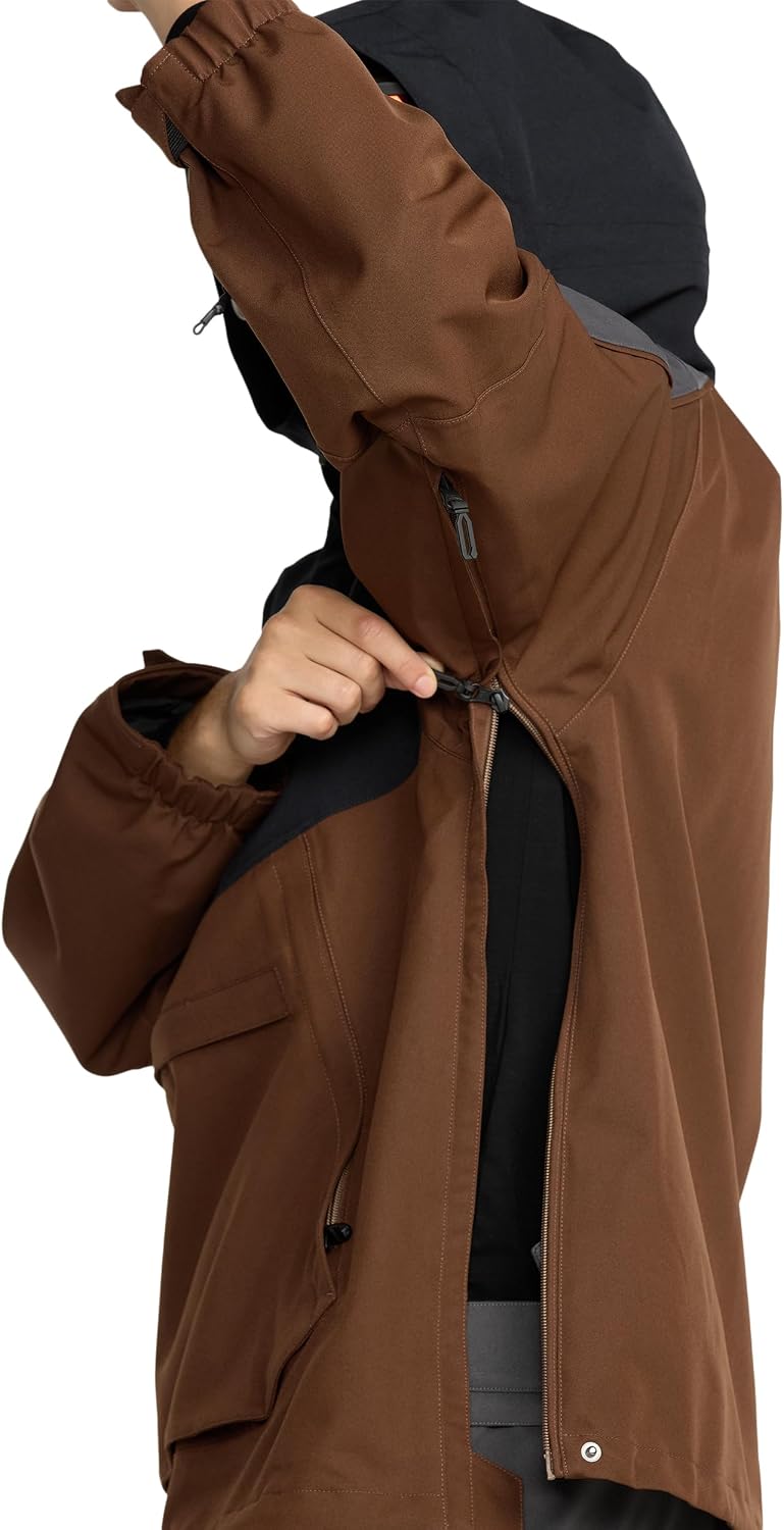 Volcom Men's Brighton Pullover Anarok Hooded Snowboard Jacket Brown
