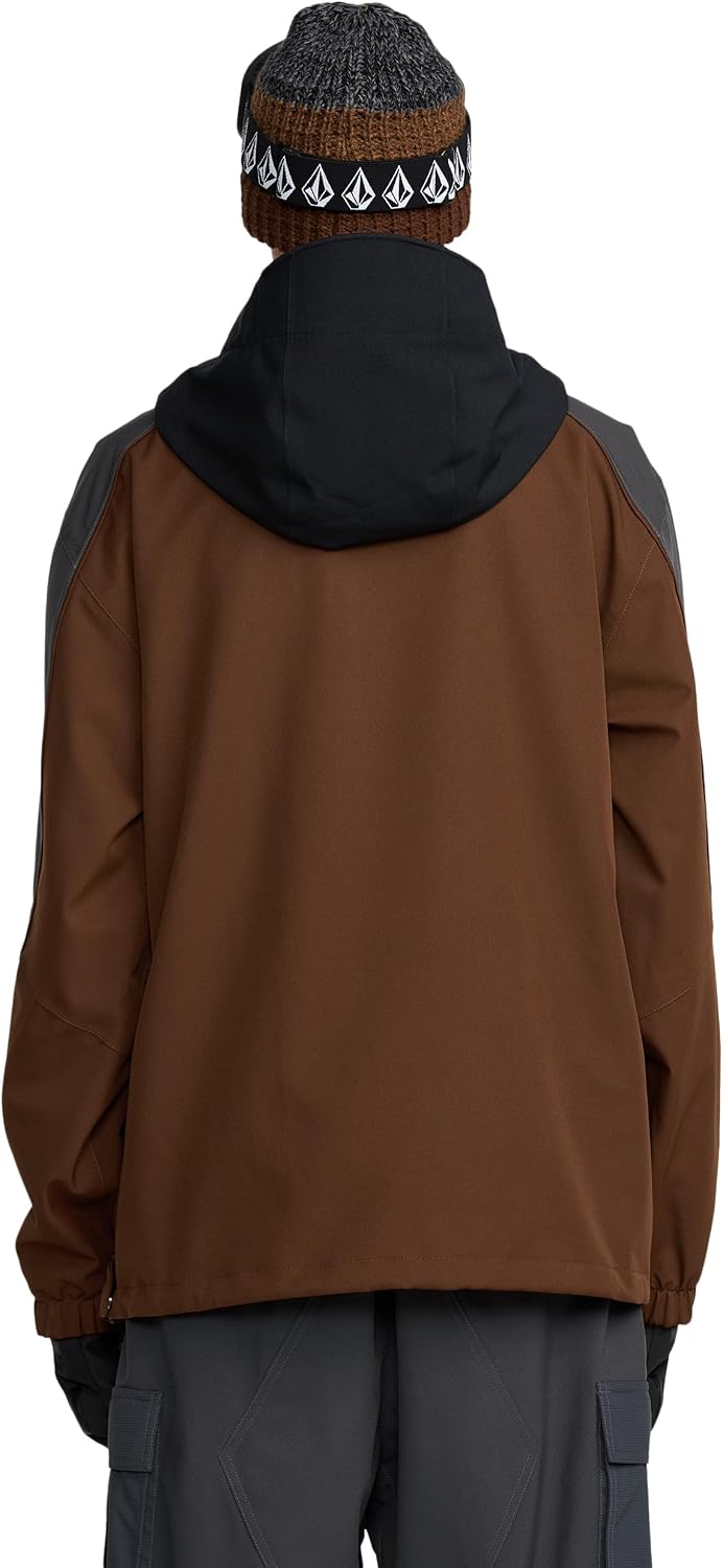 Volcom Men's Brighton Pullover Anarok Hooded Snowboard Jacket Brown